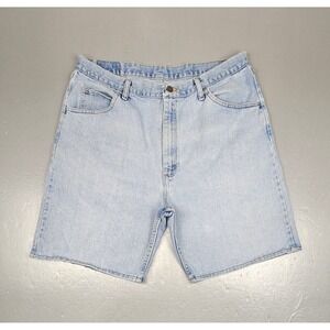 Wrangler Jean Shorts Mens 38 Blue‎ Relaxed Fit Jorts Western Baggy Light Wash
